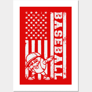 Baseball American Flag Posters and Art